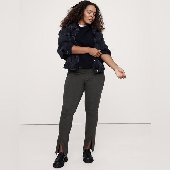 NWT! Banana Republic Gray Split Hem Skinny Everywhere Ponte Pants - Large Tall 🧡 - Picture 1 of 6